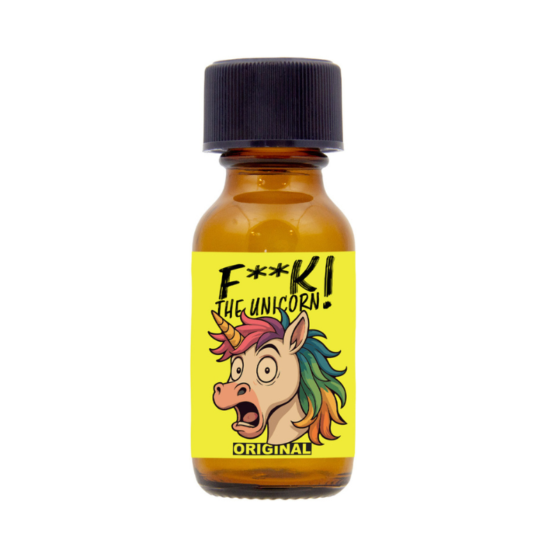 Le Poppers F**k the Unicorn Original 25 ml est un arôme d’ambiance pour adultes formulé à base de nitrite de propyle, une référence appréciée pour son action directe et franche. 