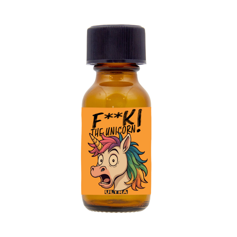 Le Poppers F**k the Unicorn Ultra 25 ml est un arôme d’ambiance pour adultes formulé à base de nitrite d’amyle, reconnu pour sa montée progressive et ses effets plus durables que les formules classiques