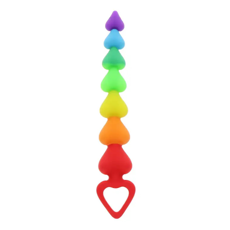 Stimulateur anal Rainbow Heart Beads - Toyjoy
