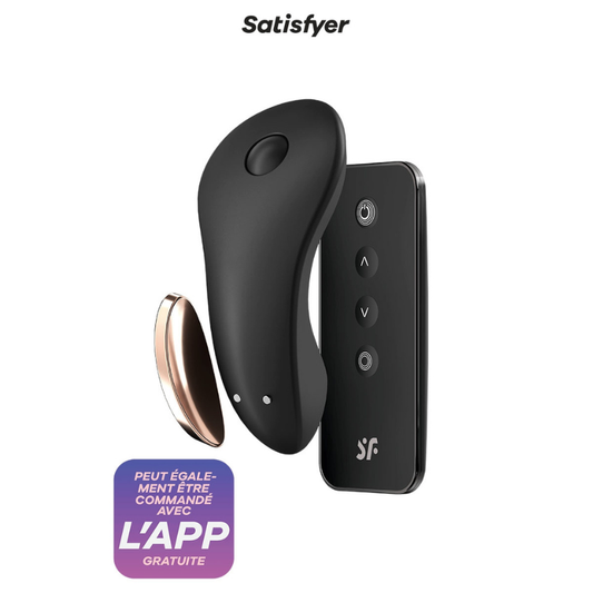 Le stimulateur clitoridien connecté est un  jouet pour couple, le Little Secret permet de partager le contrôle et d’ajouter une dimension ludique et complice à l’expérience. Grâce à la télécommande ou à l’application Satisfyer, le ou la partenaire peut piloter les vibrations à distance et créer des moments de jeu et de surprise.