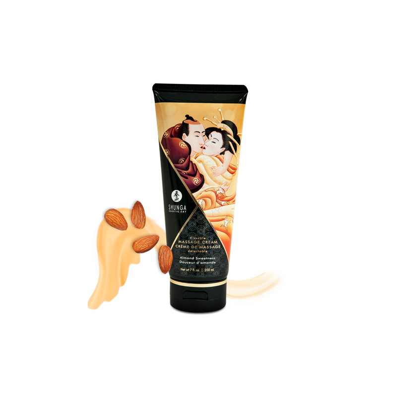 Crème massage comestible Shunga amande 200 ml tube douceur amande LollyDoll