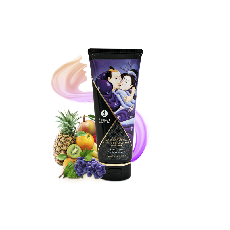 Crème massage comestible Shunga fruits exotiques onctueuse hydratante sans paraben vegan