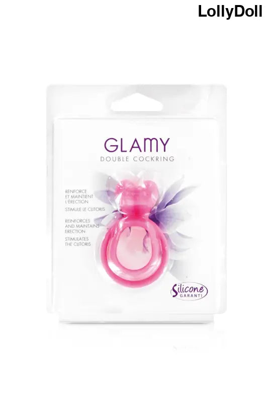 Double cockring en silicone rose dans son emballage