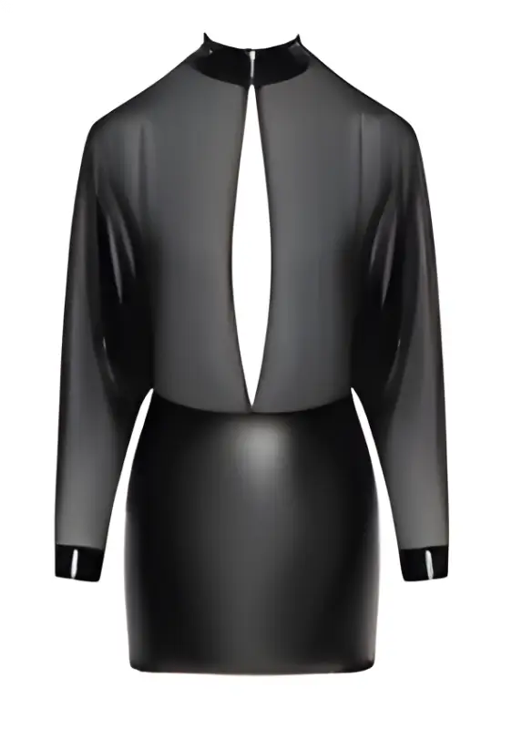 Robe en cuir noir en maille.