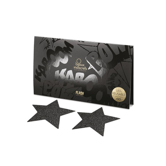 Cache-tétons étoile noirs pailletés réutilisables toutes morphologies