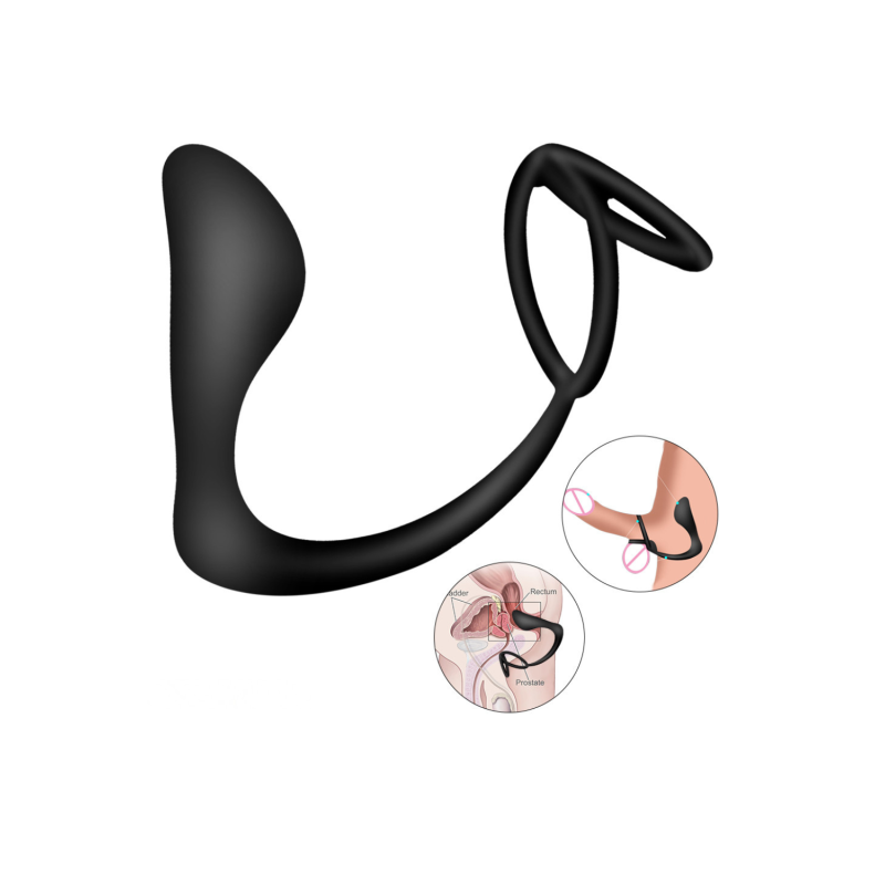 Stimulateur prostatique cockring silicone Gaston – schéma anatomique positionnement prostate et anneau pénien
masseur de prostate
