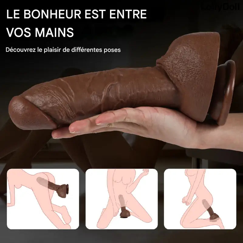 Gode marron avec base à ventouse.
