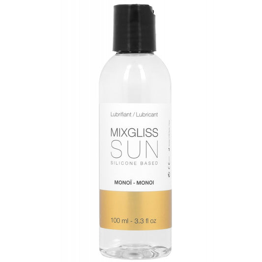 Mixgliss Sun - Monoï Silicone 100 ml, un lubrifiant intime qui évoque l’insouciance et la liberté des vacances au soleil chez LollyDoll