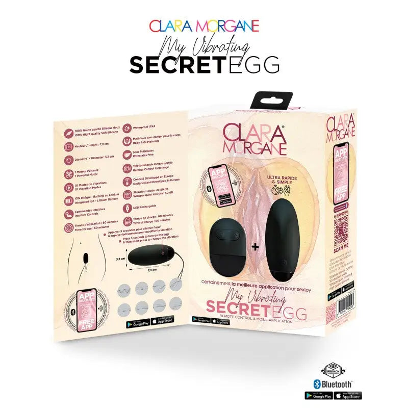 Oeuf vibrant télécommandé, connecté fonctionne aussi avec application mobile, de marque CLARA MORGANE chez LollyDoll.fr