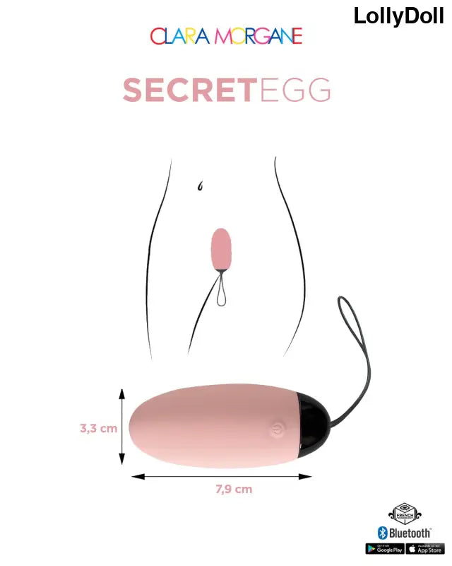Dimension de My vibrating secret egg - Rose de Clara Morgane Oeuf vibrant connecté pas cher disponible chez LollyDoll