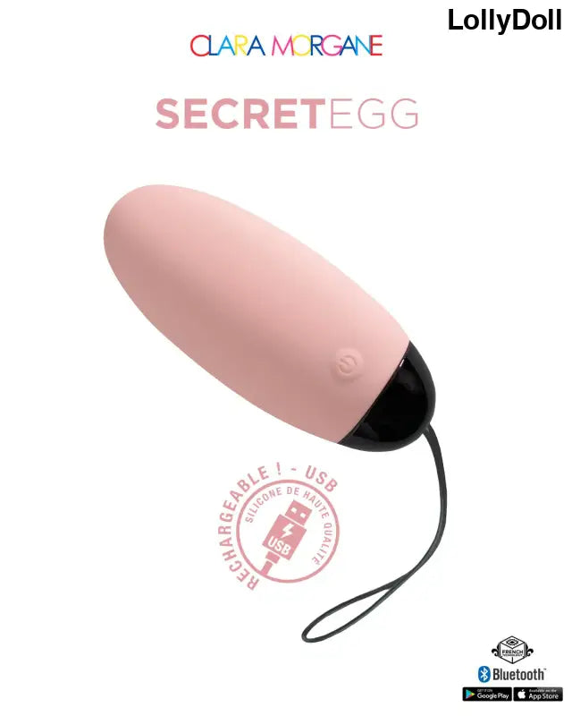 My vibrating secret egg - Rose - Clara Morgane - Oeuf vibrant connecté disponible chez LollyDoll, pas cher