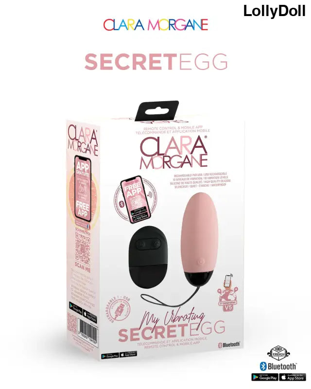 My vibrating secret egg - Rose - Clara Morgane - Oeuf vibrant  connecté disponible chez LollyDoll, pas cher