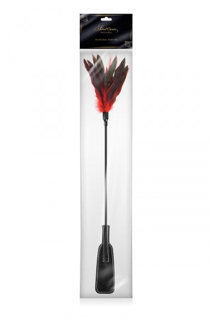 Tapette à plumes rouges et noires