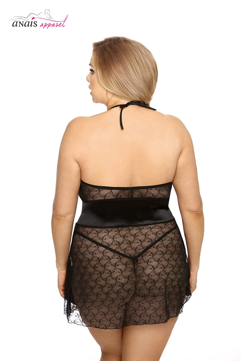 Nuisette grande taille dos nu et dentelle pour vous sentir désirée