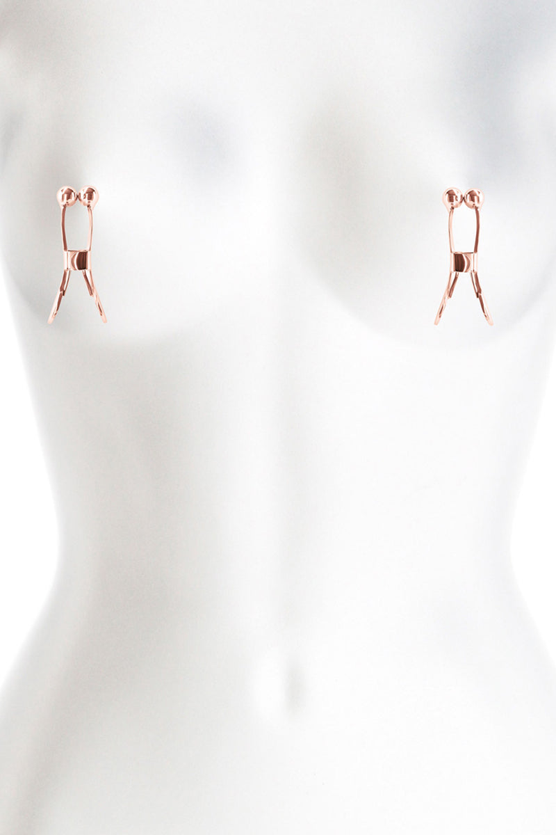 Pinces à tétons en métal roses dorées pour BDSM, elles sont très très costauds et confortables 