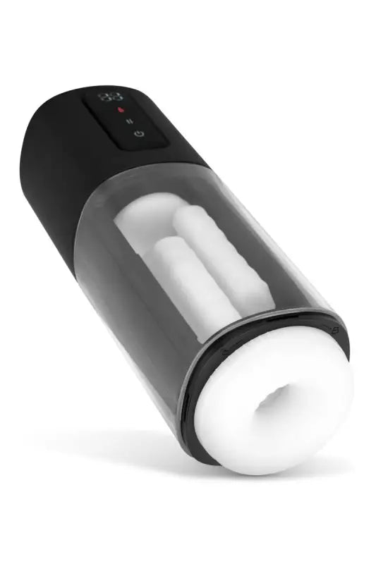 Jouet sexuel masculin électrique chauffant va et vient et vibrant noir et transparent sur LollyDoll