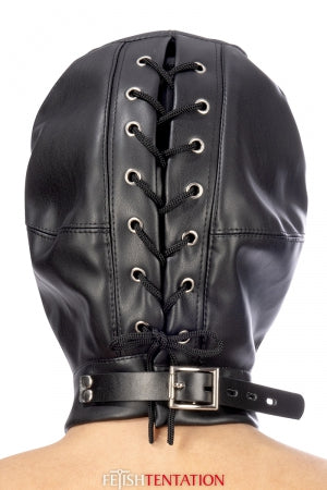 Cagoule simili cuir avec bandeau amovible