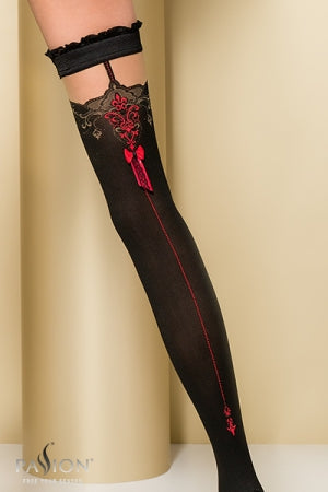 Bas autofixants Noir et rouge taille haute