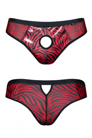 Slip type brésilien ouvert zébré rouge et noir