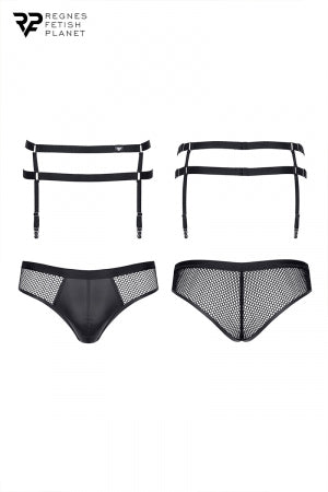 Porte-jarretelles et slip noir