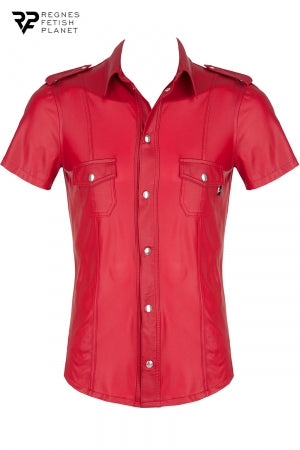 Chemise manches courtes wetlook rouge Carlo