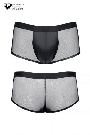 Boxer noir wetlook et mesh