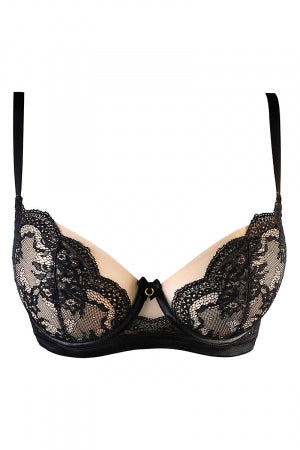 Soutien-gorge tulle et dentelle noir V-10711