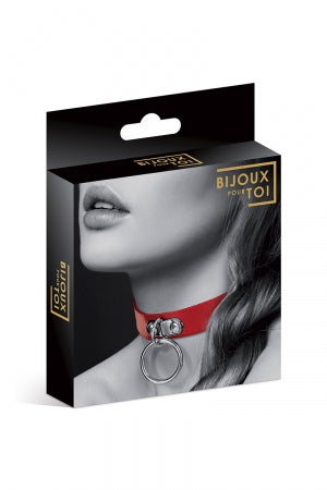 Collier Fetish rouge avec anneau