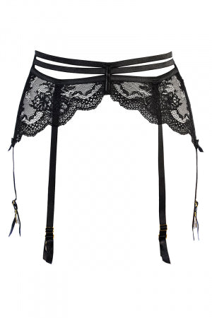 Porte-jarretelles tulle et dentelle noir V-10712