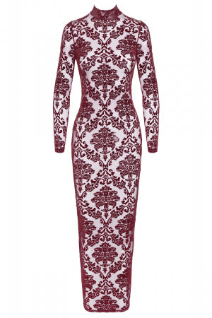 Robe fendue en tulle floqué Kink Royal F383