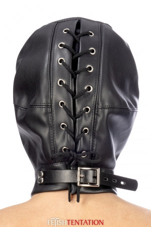 Cagoule BDSM fermée simili cuir