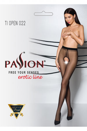 Collants ouverts couture noir/rouge