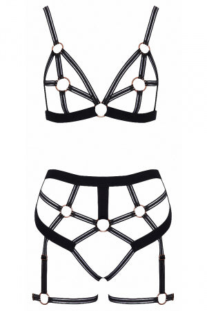 Set lingerie BDSM harnais noir