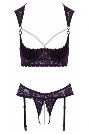 Ensemble lingerie ouverte violet