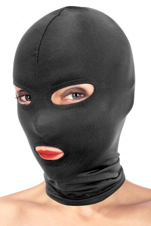Cagoule BDSM 3 ouvertures taille haute