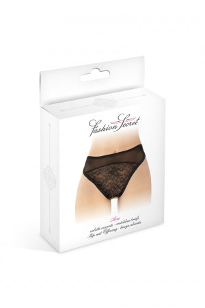 Tanga noir ouvert Ava