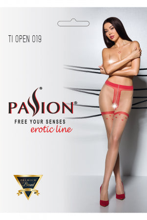 Collants ouverts 20 deniers rouge