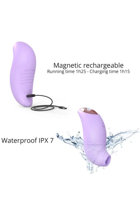 Masseur étanche rechargeable violet.