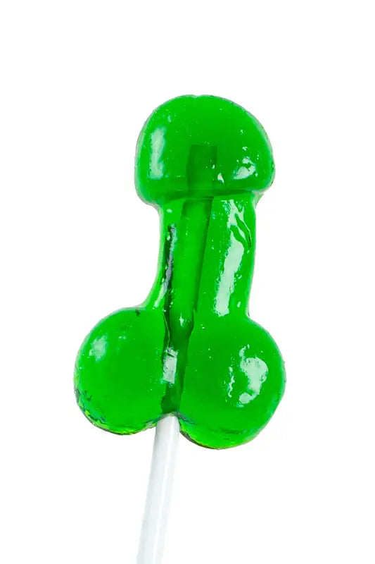 Sucette verte en forme de pénis.