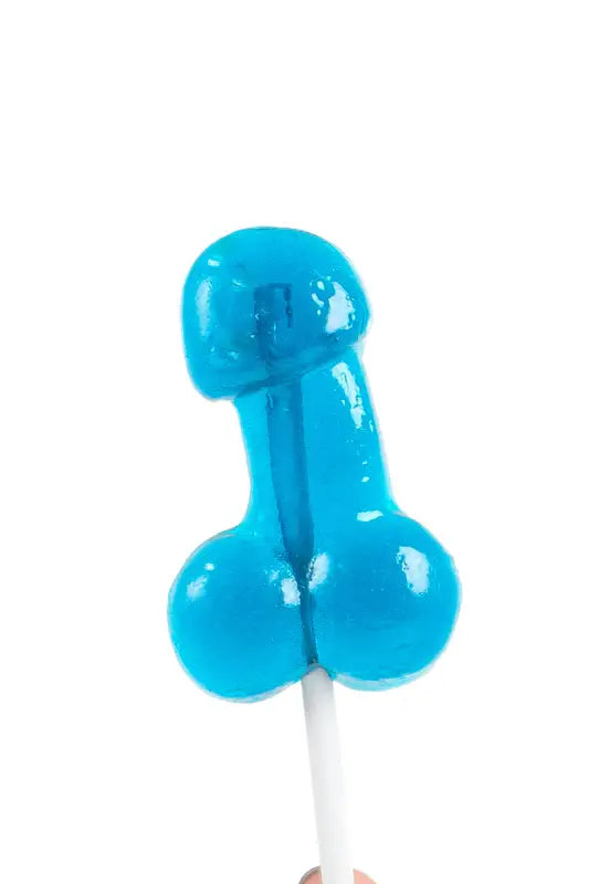 Sucette bleue en forme de pénis.