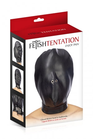 Cagoule BDSM fermée simili cuir