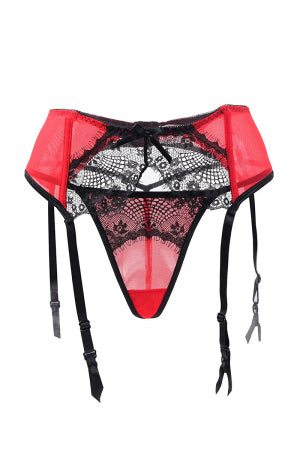 Porte-jarretelles rouge et noir grande taille