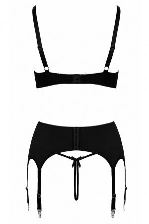 Ensemble coquin ouvert 3 pièces gris Cottelli Lingerie