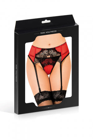 Porte-jarretelles rouge et noir grande taille