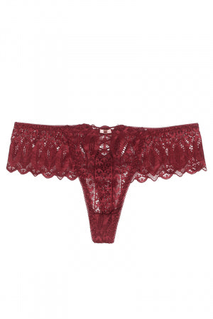 String dentelle dos lacé Bordeaux