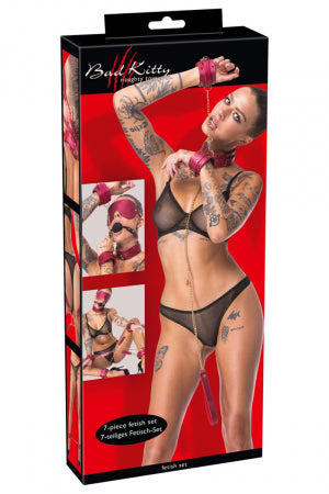 Ensemble 7 pièces Fetish SM rose