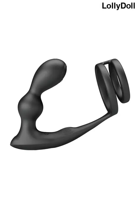 Anneau de bite en silicone noir avec masseur de prostate.