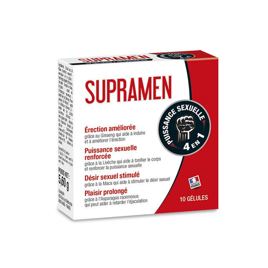 Supramen Homme – 10 gélules : Prolongez et renforcez vos érections avec ce complément efficace au meilleur prix disponible chez LollyDoll