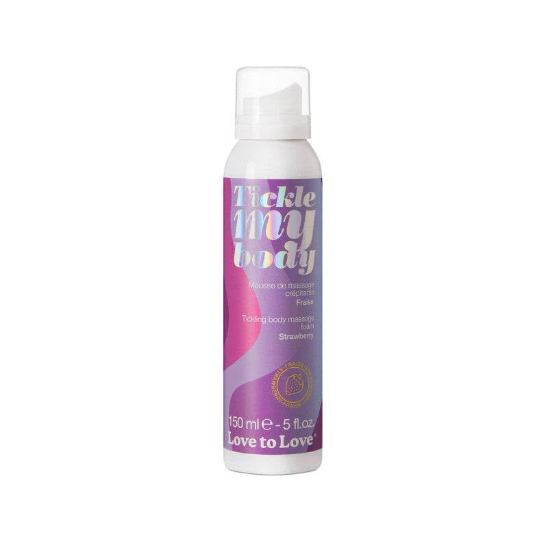 Mousse massage crépitante érotique fraise Love to Love Tickle My Body — flacon doseur 150ml