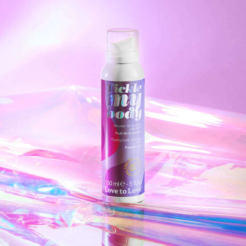 Mousse massage crépitante érotique fruits passion Tickle My Body — texture effervescente sur peau